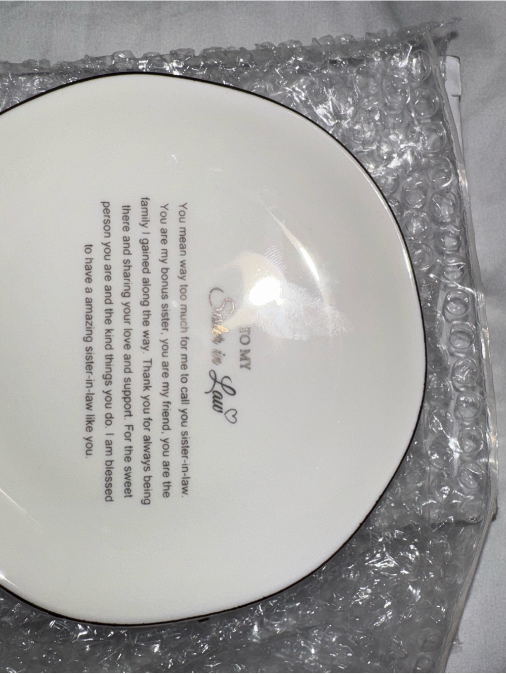 Elegant White 'Sister-in-Law' Decorative Plate